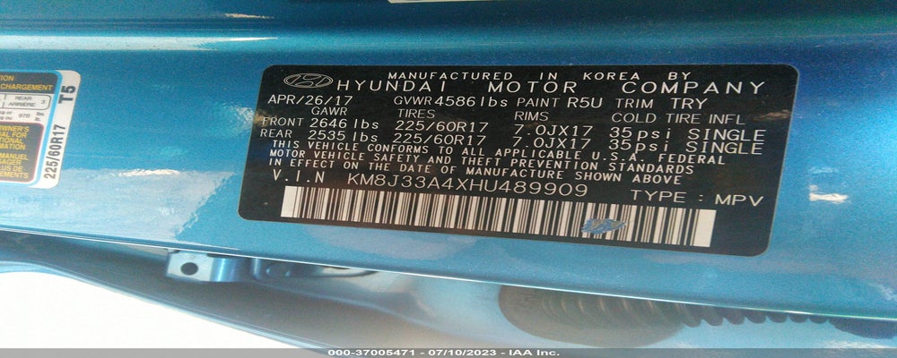 KM8J33A4XHU489909 2017 HYUNDAI TUCSON photo no. 9