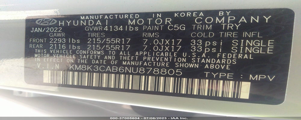 KM8K3CAB6NU878805 2022 HYUNDAI KONA photo no. 9