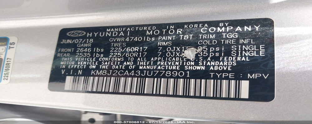 KM8J2CA43JU778901 2018 HYUNDAI TUCSON photo no. 9