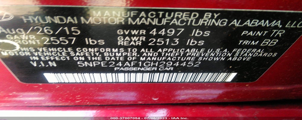 5NPE24AF1GH294452 2016 HYUNDAI SONATA photo no. 9