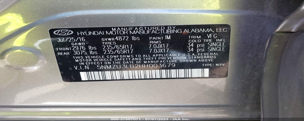 5NMZU3LB2HH003679 2017 HYUNDAI SANTA FE SPORT photo no. 9