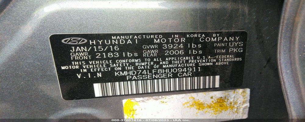 KMHD74LF8HU094911 2017 HYUNDAI ELANTRA photo no. 9