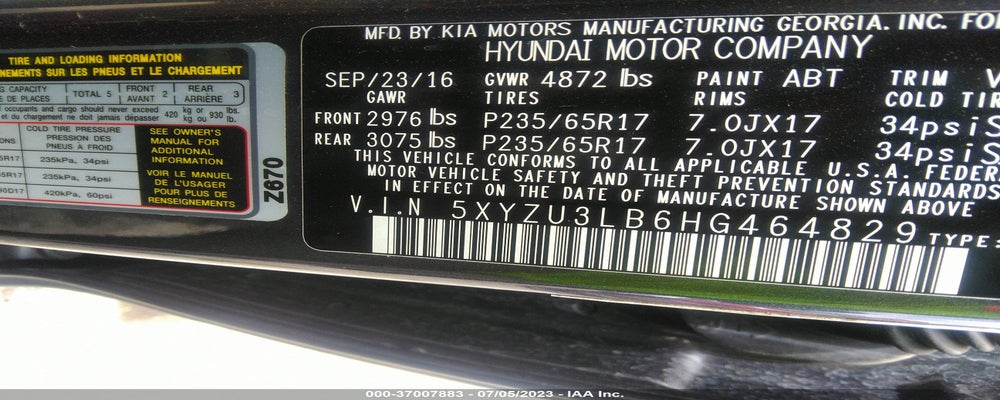 5XYZU3LB6HG464829 2017 HYUNDAI SANTA FE SPORT photo no. 9