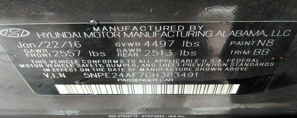 5NPE24AF7GH383491 2016 HYUNDAI SONATA photo no. 9