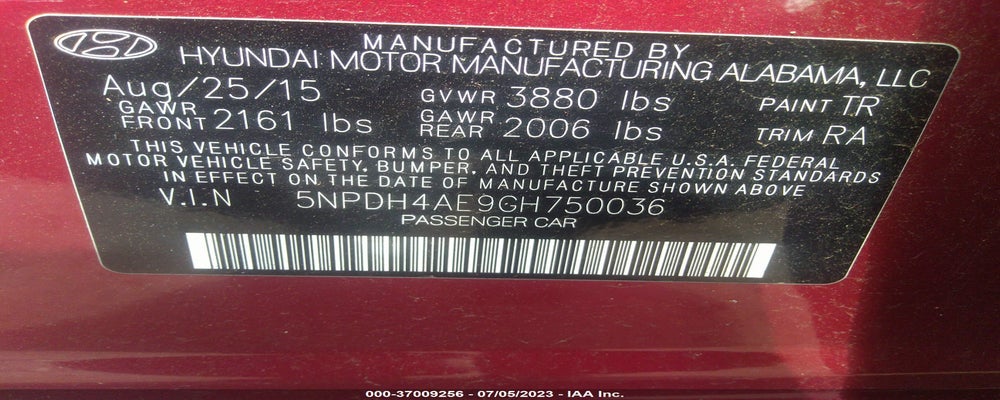 5NPDH4AE9GH750036 2016 HYUNDAI ELANTRA photo no. 9