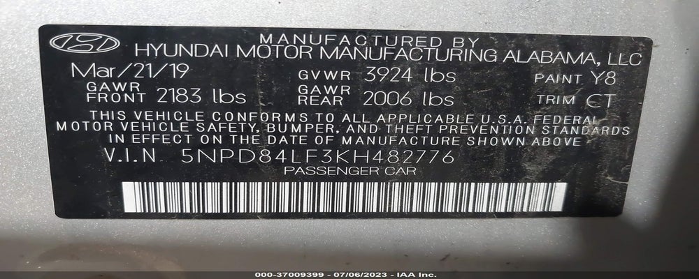 5NPD84LF3KH482776 2019 HYUNDAI ELANTRA photo no. 9