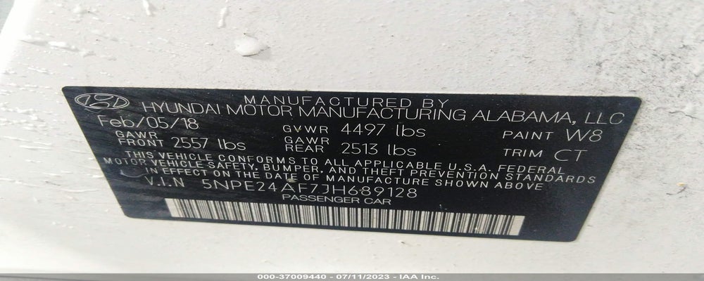 5NPE24AF7JH689128 2018 HYUNDAI SONATA photo no. 9