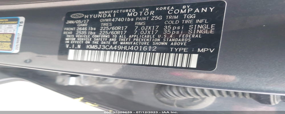 KM8J3CA49HU401612 2017 HYUNDAI TUCSON photo no. 9