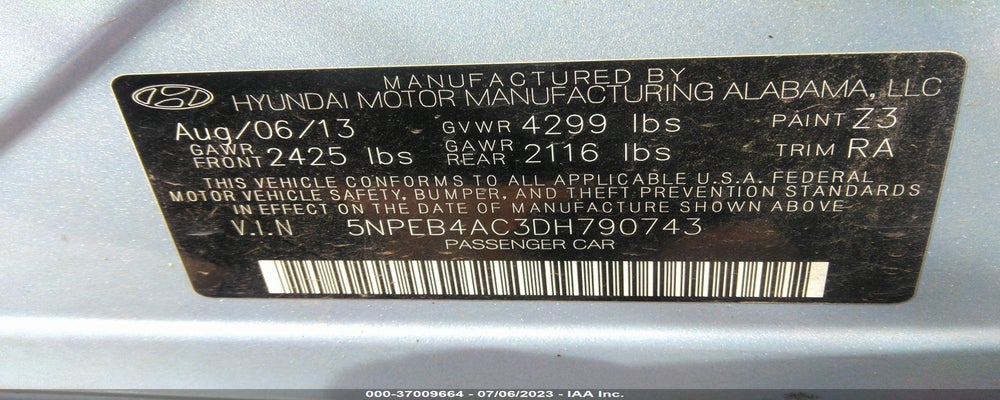 5NPEB4AC3DH790743 2013 HYUNDAI SONATA photo no. 9