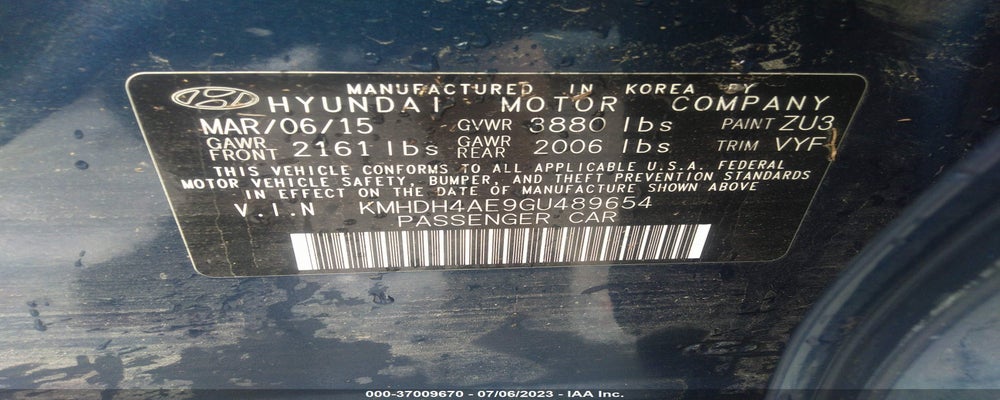 KMHDH4AE9GU489654 2016 HYUNDAI ELANTRA photo no. 9