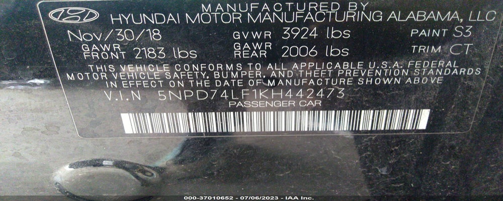 5NPD74LF1KH442473 2019 HYUNDAI ELANTRA photo no. 9
