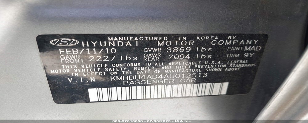 KMHDU4AD4AU012513 2010 HYUNDAI ELANTRA photo no. 9