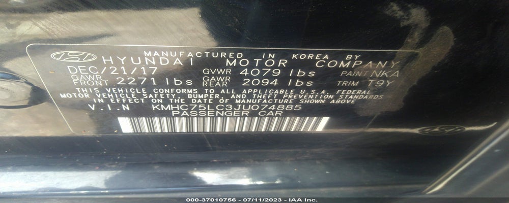 KMHC75LC3JU074885 2018 HYUNDAI IONIQ HYBRID photo no. 9
