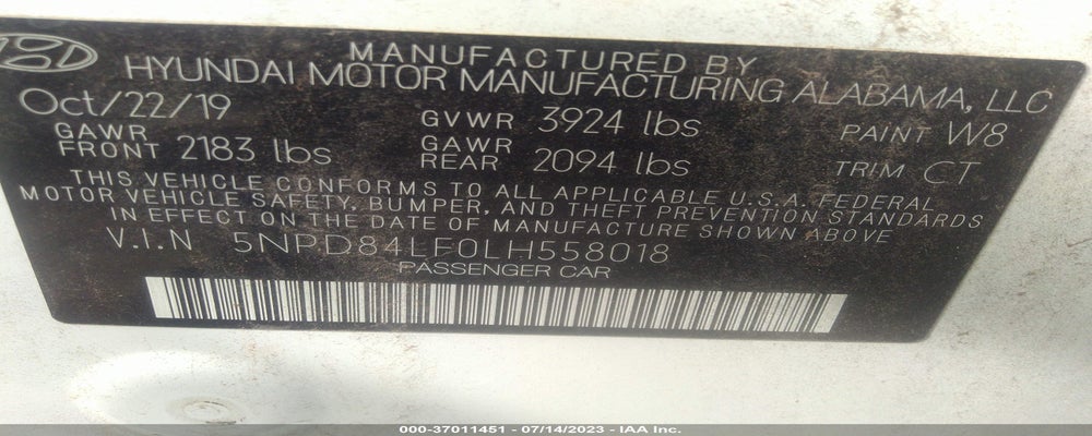5NPD84LF0LH558018 2020 HYUNDAI ELANTRA photo no. 9