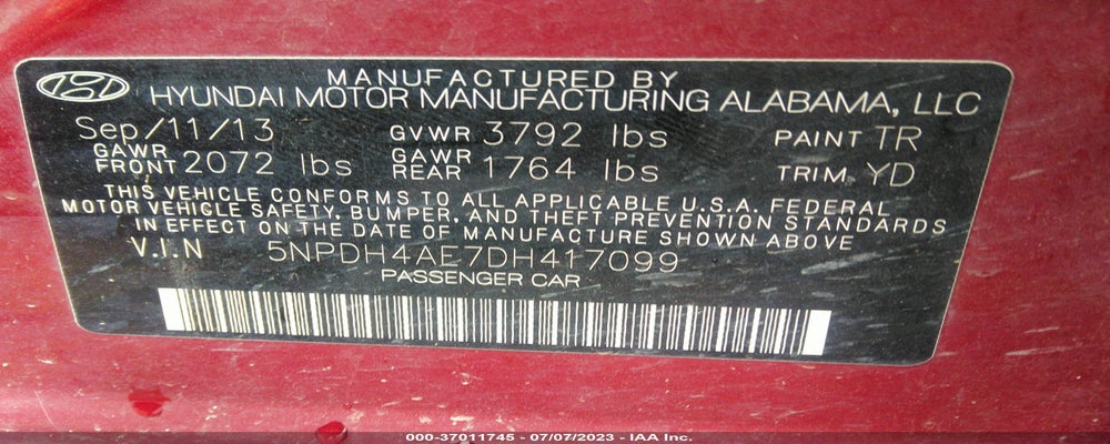 5NPDH4AE7DH417099 2013 HYUNDAI ELANTRA photo no. 9