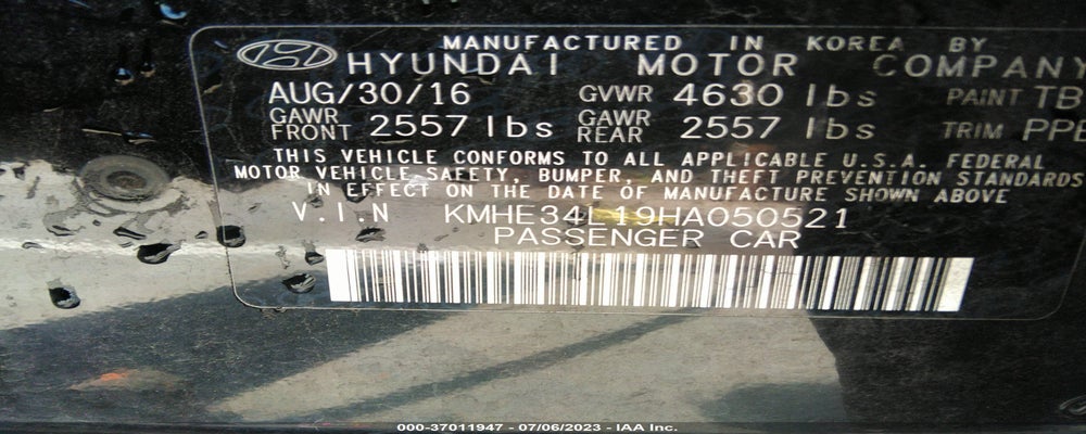 KMHE34L19HA050521 2017 HYUNDAI SONATA HYBRID photo no. 9