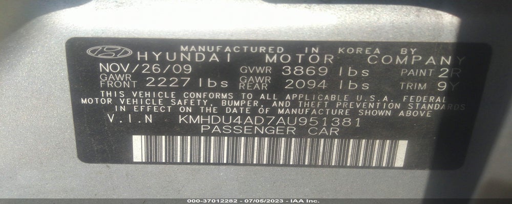 KMHDU4AD7AU951381 2010 HYUNDAI ELANTRA photo no. 9