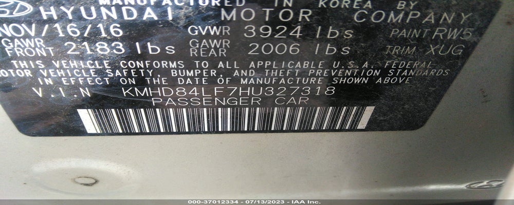 KMHD84LF7HU327318 2017 HYUNDAI ELANTRA photo no. 9