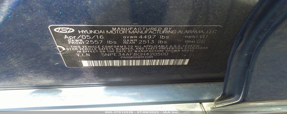 5NPE34AF8GH420500 2016 HYUNDAI SONATA photo no. 9