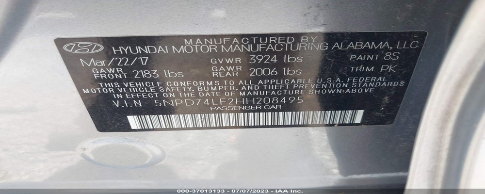 5NPD74LF2HH208495 2017 HYUNDAI ELANTRA photo no. 9