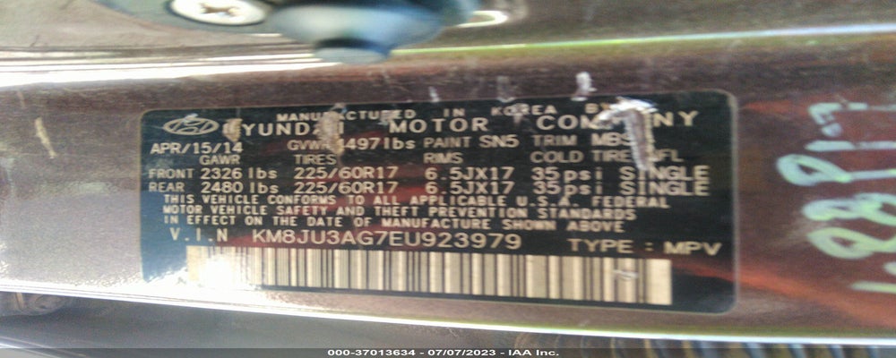 KM8JU3AG7EU923979 2014 HYUNDAI TUCSON photo no. 9