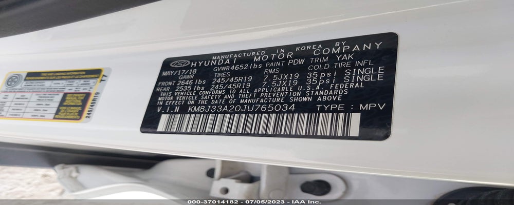 KM8J33A20JU765034 2018 HYUNDAI TUCSON photo no. 9