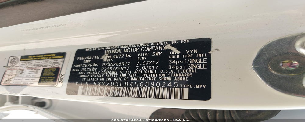 5XYZU3LB4HG390245 2017 HYUNDAI SANTA FE SPORT photo no. 9