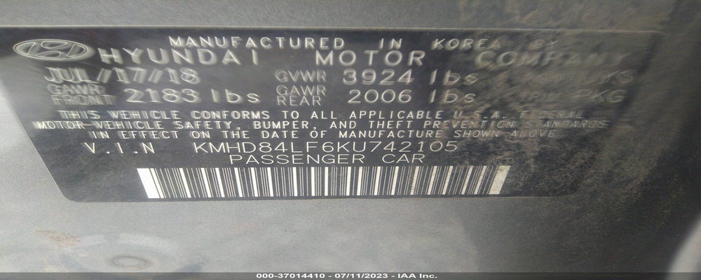 KMHD84LF6KU742105 2019 HYUNDAI ELANTRA photo no. 9