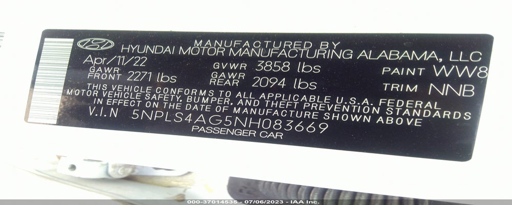 5NPLS4AG5NH083669 2022 HYUNDAI ELANTRA photo no. 9