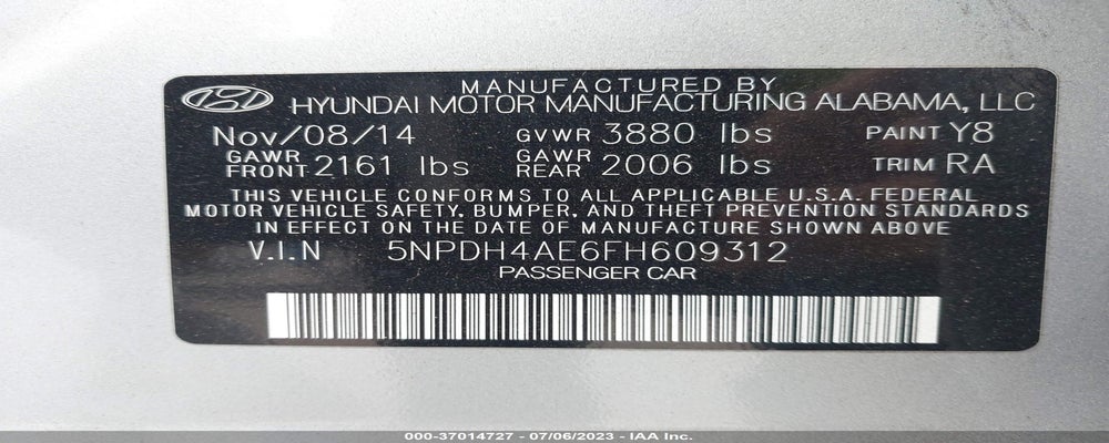 5NPDH4AE6FH609312 2015 HYUNDAI ELANTRA photo no. 9