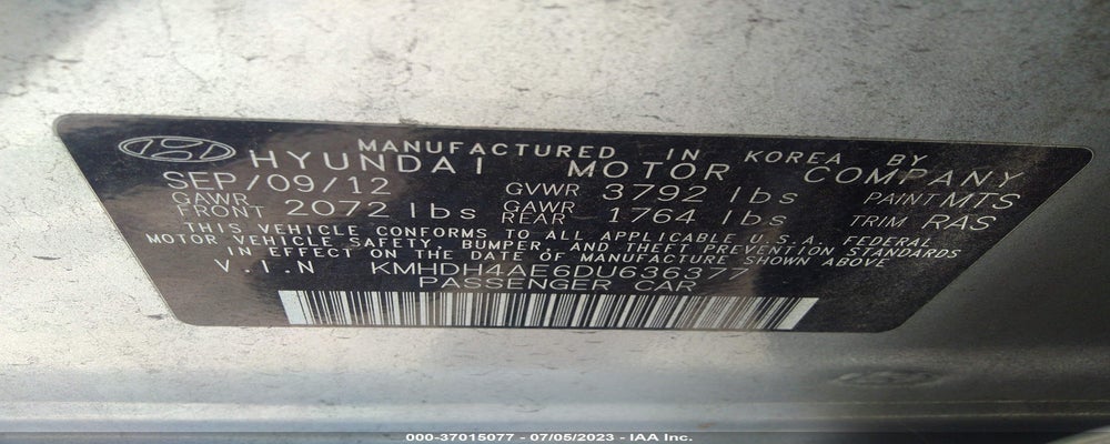 KMHDH4AE6DU636377 2013 HYUNDAI ELANTRA photo no. 9