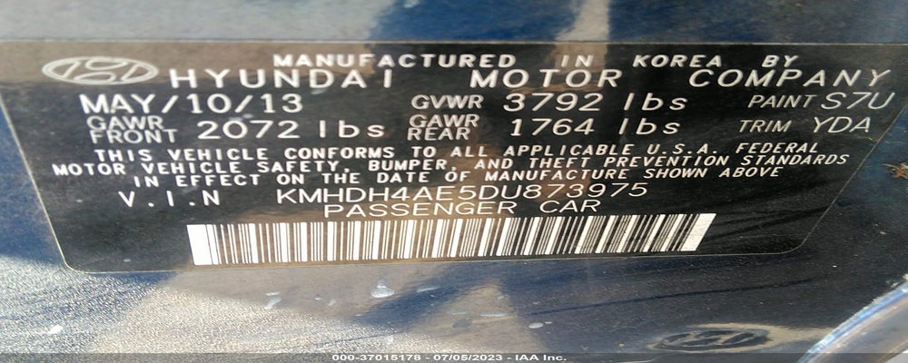 KMHDH4AE5DU873975 2013 HYUNDAI ELANTRA photo no. 9