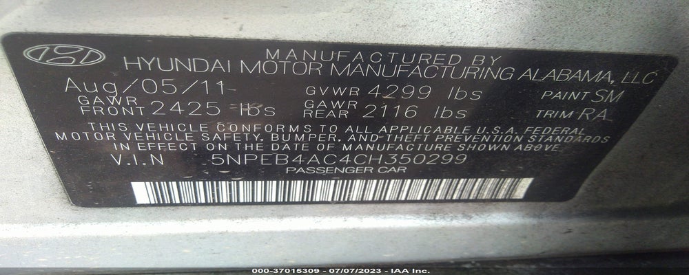 5NPEB4AC4CH350299 2012 HYUNDAI SONATA photo no. 9