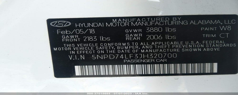 5NPD74LF3JH320700 2018 HYUNDAI ELANTRA photo no. 9