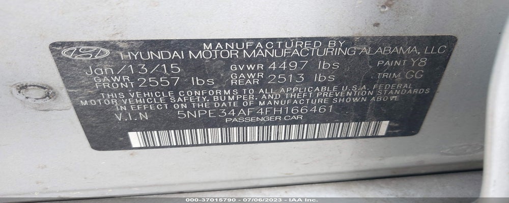 5NPE34AF4FH166461 2015 HYUNDAI SONATA photo no. 9