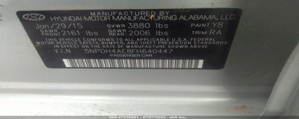 5NPDH4AE8FH640447 2015 HYUNDAI ELANTRA photo no. 9