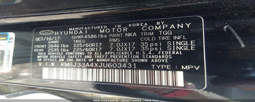 KM8J33A4XJU603431 2018 HYUNDAI TUCSON photo no. 9