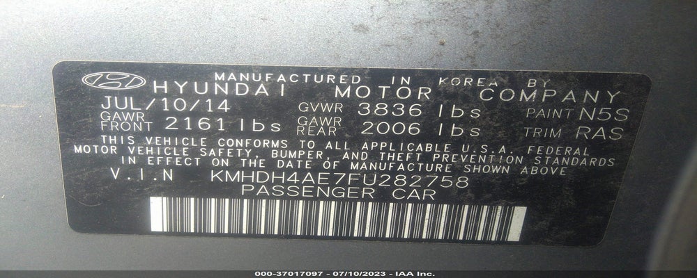 KMHDH4AE7FU282758 2015 HYUNDAI ELANTRA photo no. 9