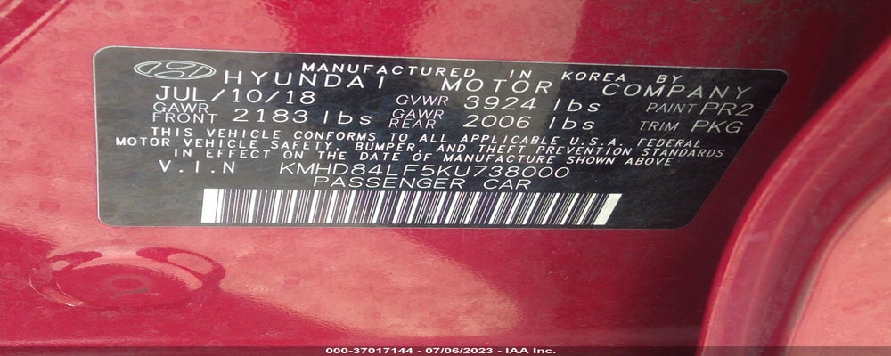 KMHD84LF5KU738000 2019 HYUNDAI ELANTRA photo no. 9