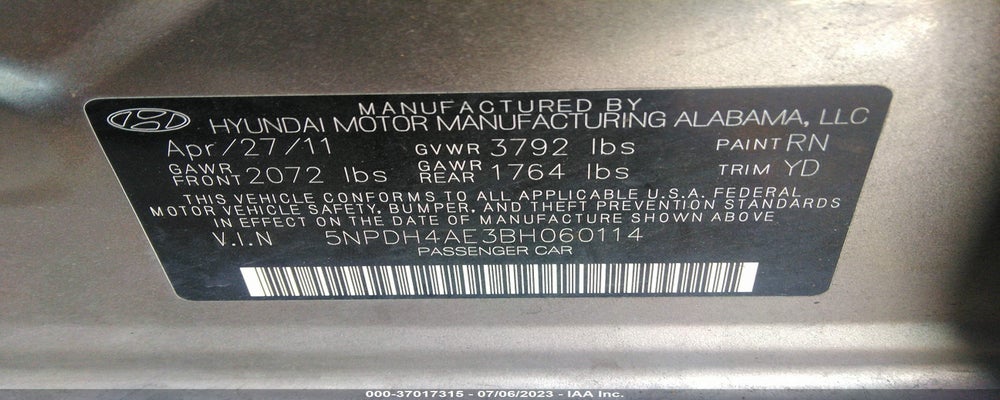 5NPDH4AE3BH060114 2011 HYUNDAI ELANTRA photo no. 9