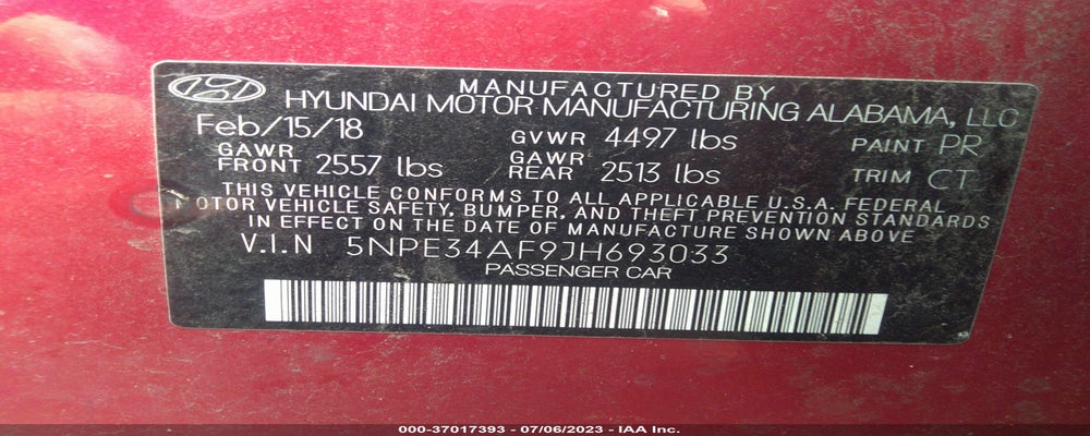 5NPE34AF9JH693033 2018 HYUNDAI SONATA photo no. 9