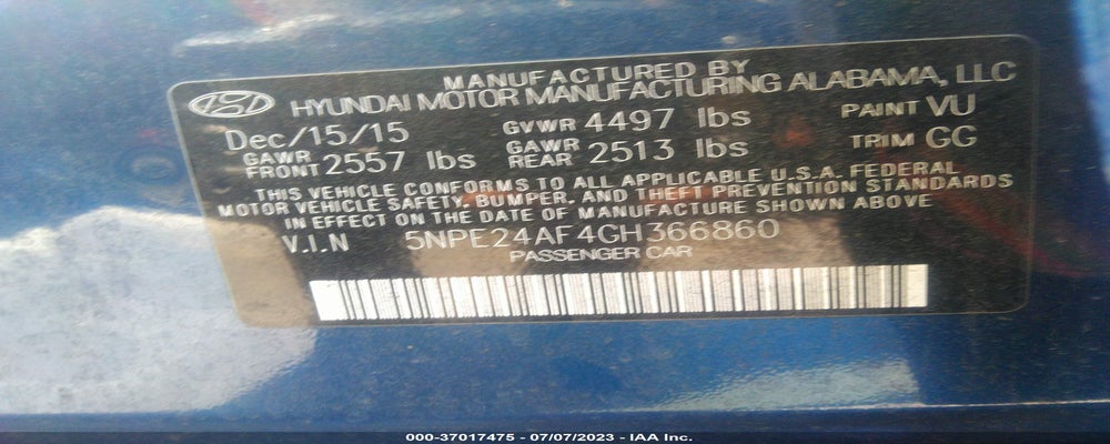 5NPE24AF4GH366860 2016 HYUNDAI SONATA photo no. 9