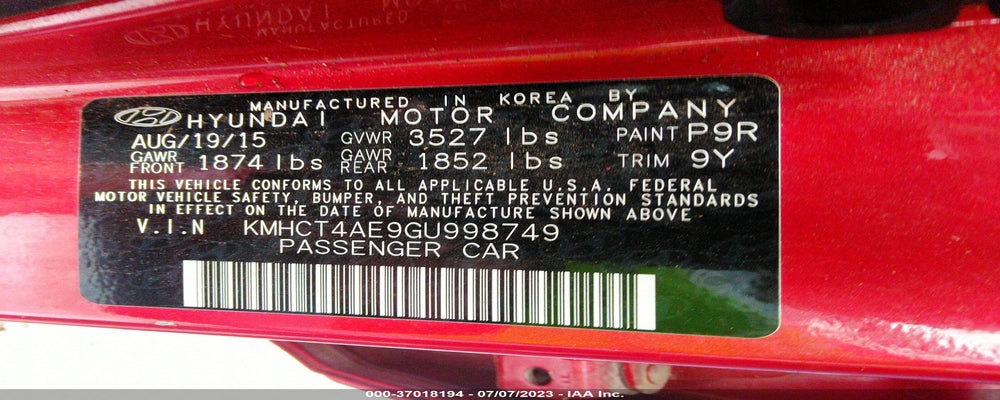 KMHCT4AE9GU998749 2016 HYUNDAI ACCENT photo no. 9