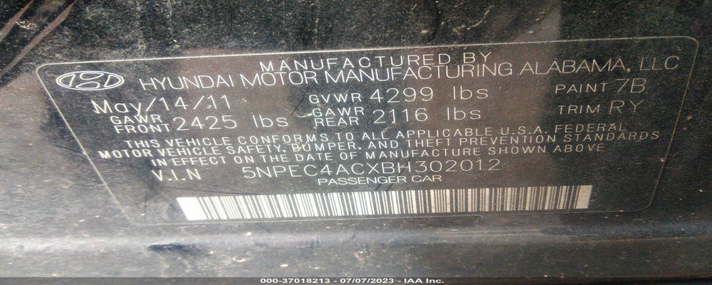 5NPEC4ACXBH302012 2011 HYUNDAI SONATA photo no. 9