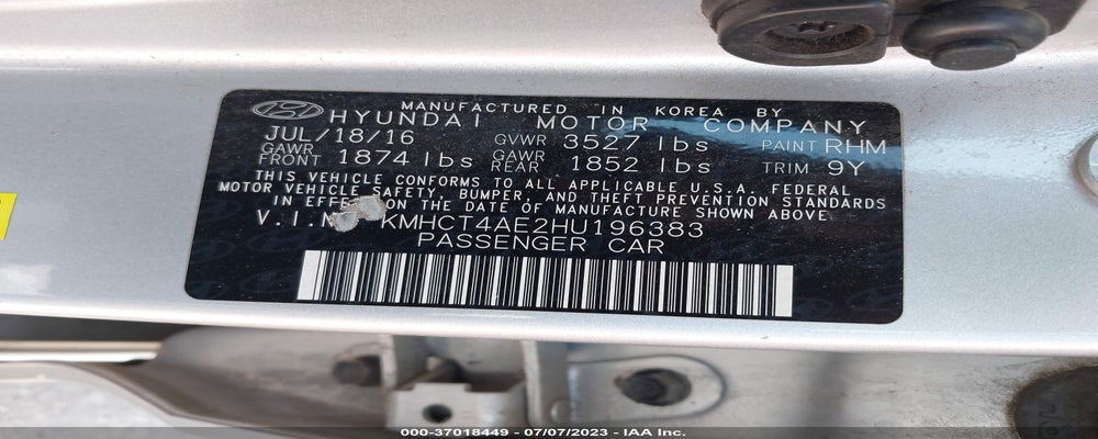 KMHCT4AE2HU196383 2017 HYUNDAI ACCENT photo no. 9