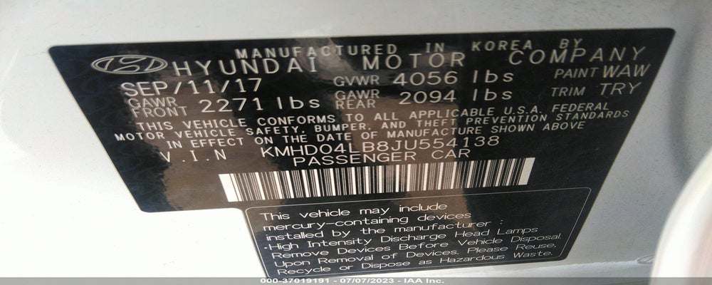 KMHD04LB8JU554138 2018 HYUNDAI ELANTRA photo no. 9