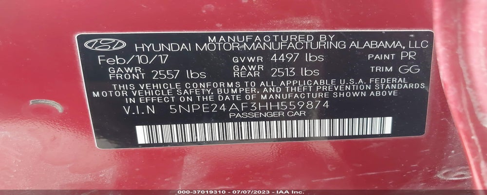 5NPE24AF3HH559874 2017 HYUNDAI SONATA photo no. 9