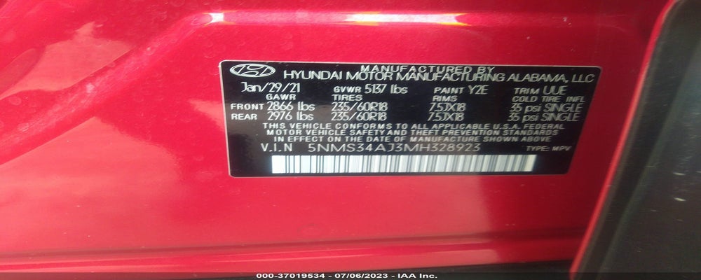 5NMS34AJ3MH328923 2021 HYUNDAI SANTA FE photo no. 9