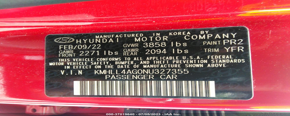 KMHLL4AG0NU327355 2022 HYUNDAI ELANTRA photo no. 9