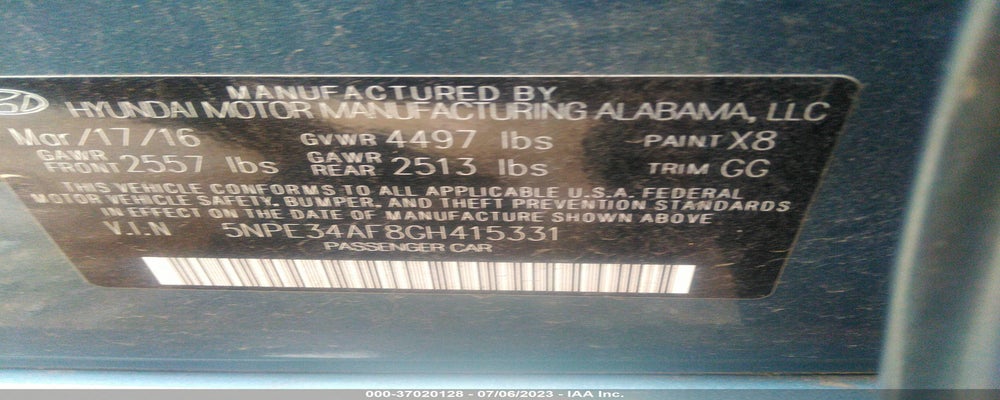 5NPE34AF8GH415331 2016 HYUNDAI SONATA photo no. 9